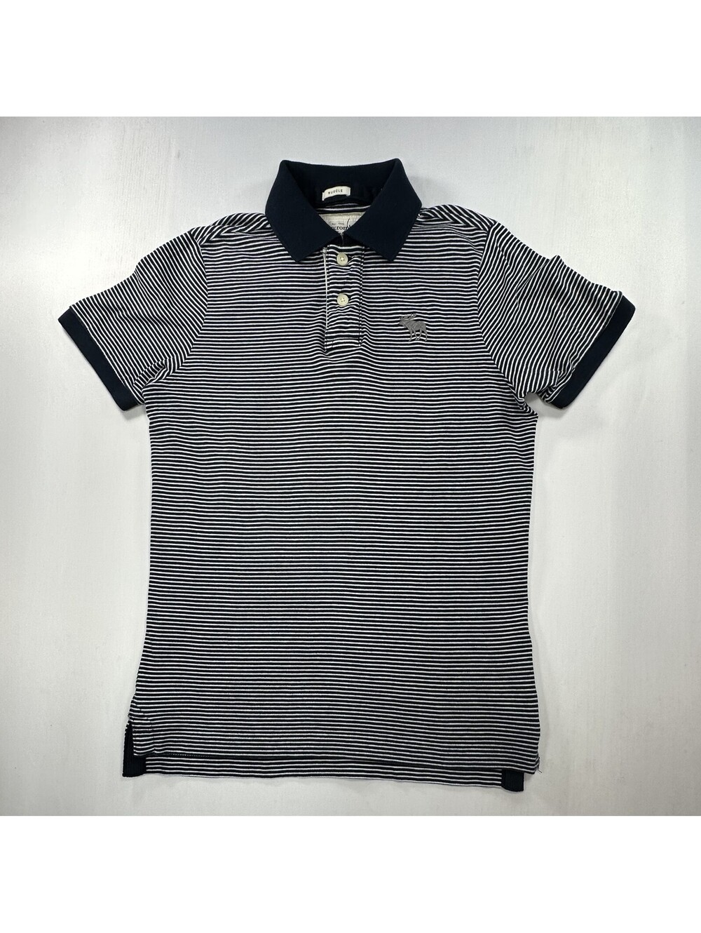 Abercrombie Fitch 1/4 Button Muscle Polo Shirt Black Mens L